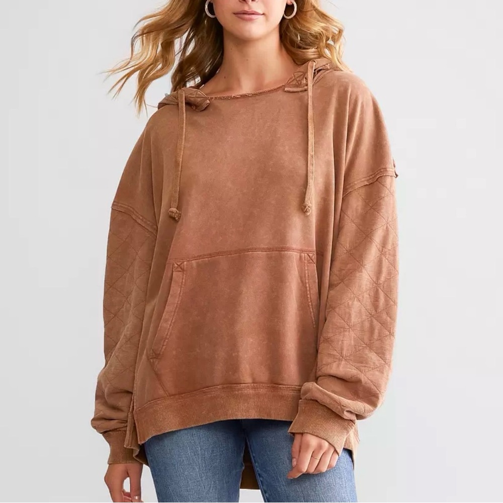 Buckle oversized Raw Edge Hoodie
